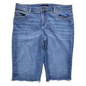 Tommy Hilfiger Women Size 12 Cut Off Jean Shorts Capris Blue Solid Denim